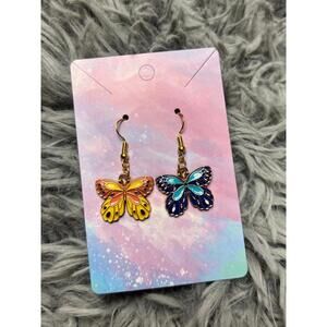 Butterfly earrings blue orange yellow white black